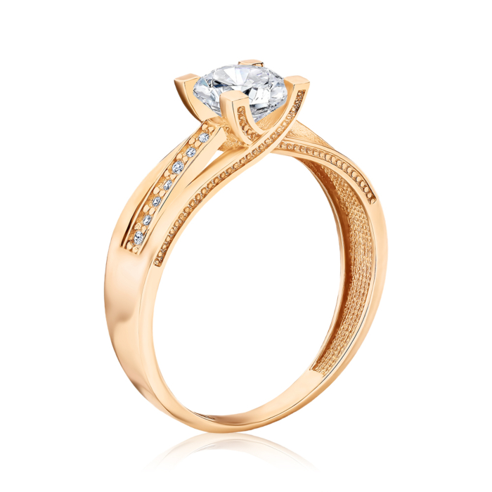 Золота каблучка з фіанітами G-1025-R/01/1