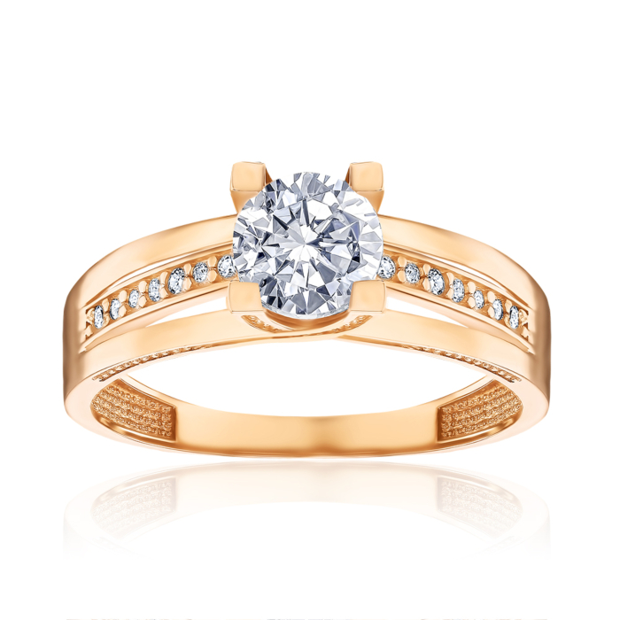 Золота каблучка з фіанітами G-1025-R/01/1