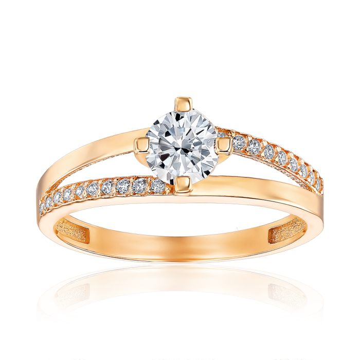 Золотое кольцо с фианитами. Артикул G-1631-R/01/1