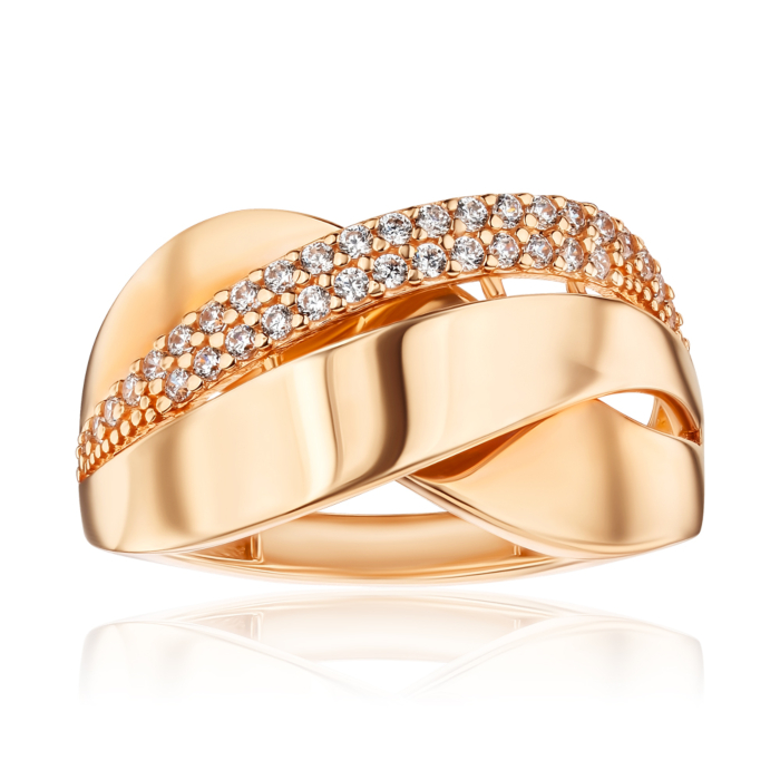 Золота каблучка з фіанітами G-1124-R/01/1