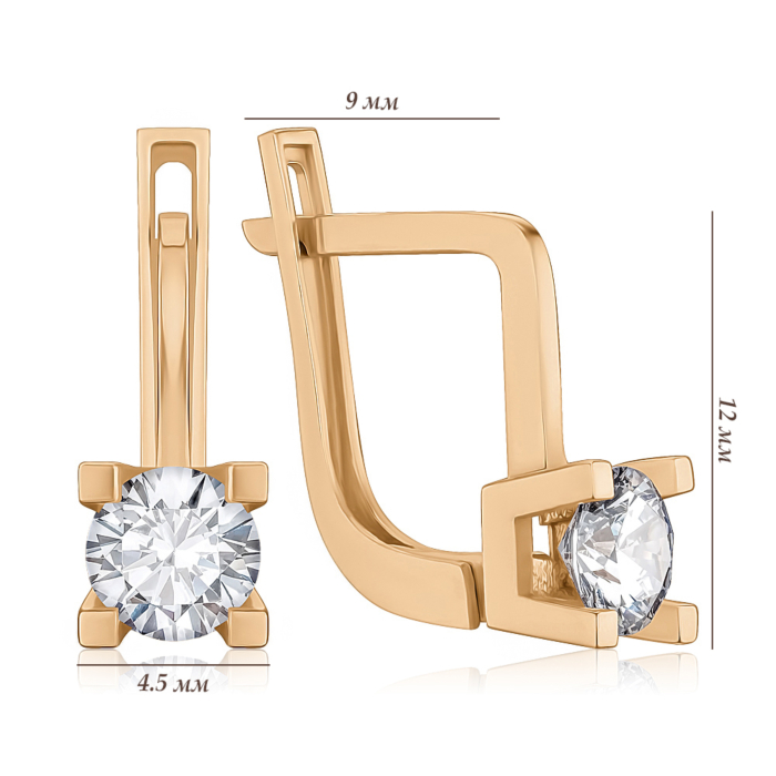 Золотые серьги с фианитом G-1223-E/01/1