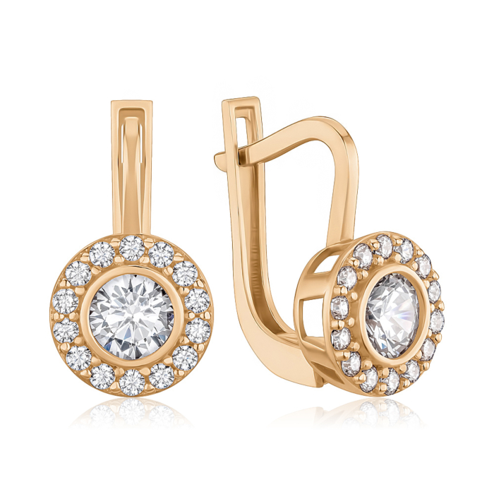 Золотые серьги с фианитами G-1232-E/01/1