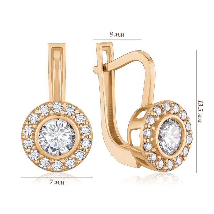 Золотые серьги с фианитами G-1232-E/01/1