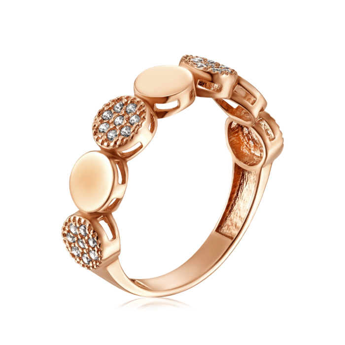 Золота каблучка з фіанітами. Артикул G-1456-R/01/1