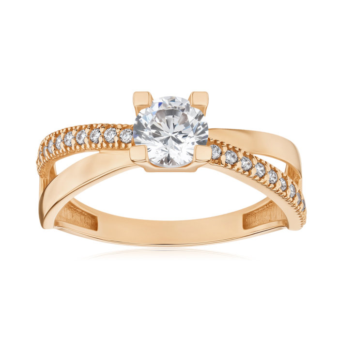 Золотое кольцо с фианитами G-1470-R/01/1