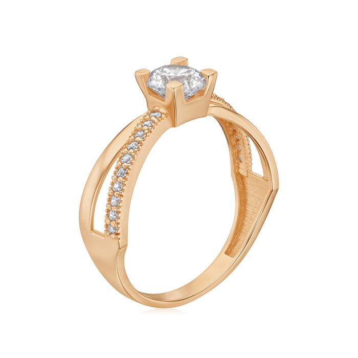 Золотое кольцо с фианитами G-1470-R/01/1