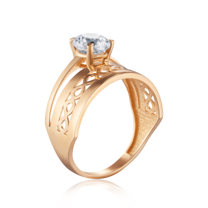Золотое кольцо с фианитом. Артикул G-1608-R/01/1