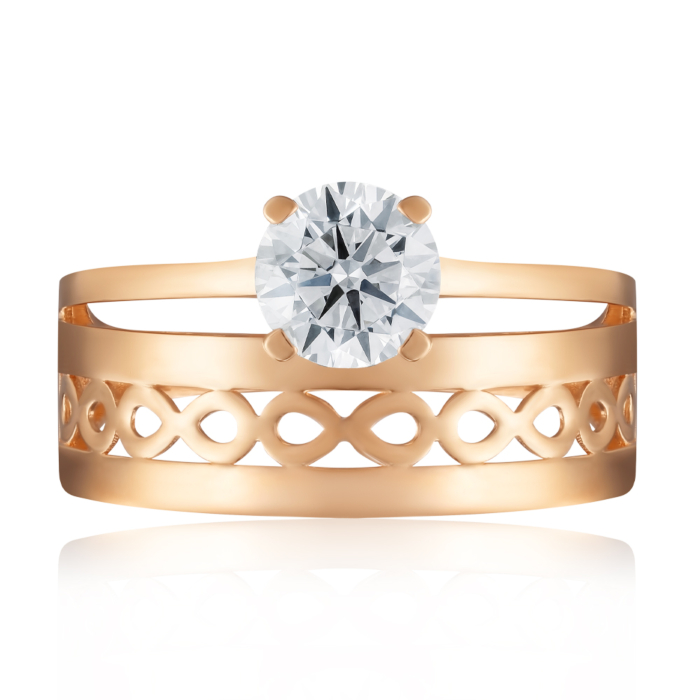 Золотое кольцо с фианитом. Артикул G-1608-R/01/1