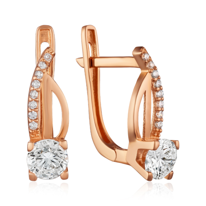 Золоті сережки з фіанітами. Артикул G-1620-E/01/1