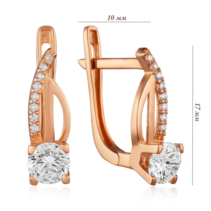 Золоті сережки з фіанітами. Артикул G-1620-E/01/1