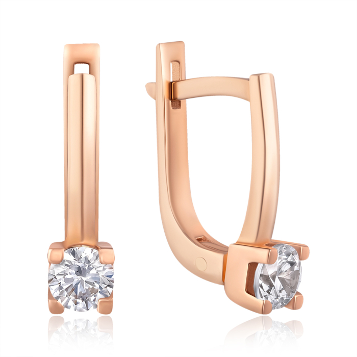 Золоті сережки з фіанітом. Артикул G-1625-E/01/1