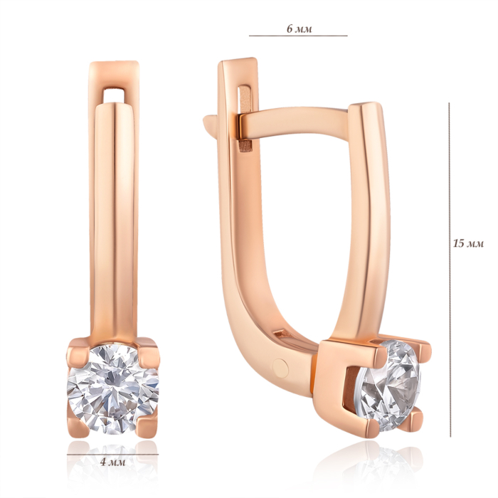 Золоті сережки з фіанітом. Артикул G-1625-E/01/1