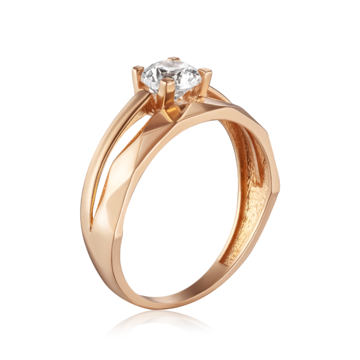 Золота каблучка з фіанітом. Артикул G-1629-R/01/1