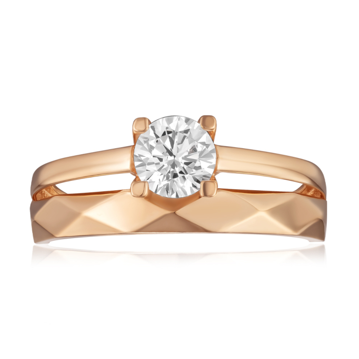 Золотое кольцо с фианитом. Артикул G-1629-R/01/1