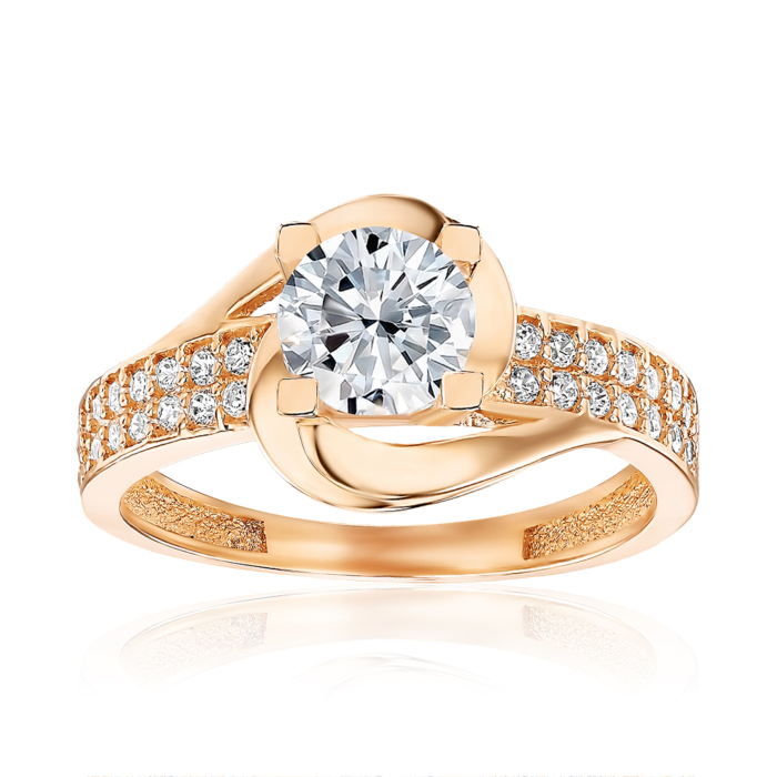 Золотое кольцо с фианитами. Артикул G-1635-R/01/1