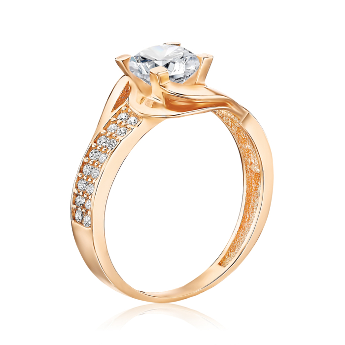 Золотое кольцо с фианитами. Артикул G-1635-R/01/1