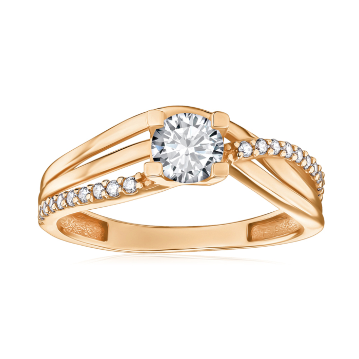 Золота каблучка з фіанітами G-1637-R/01/1