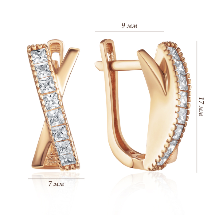 Золотые серьги с фианитами. Артикул G-1639-E/01/1