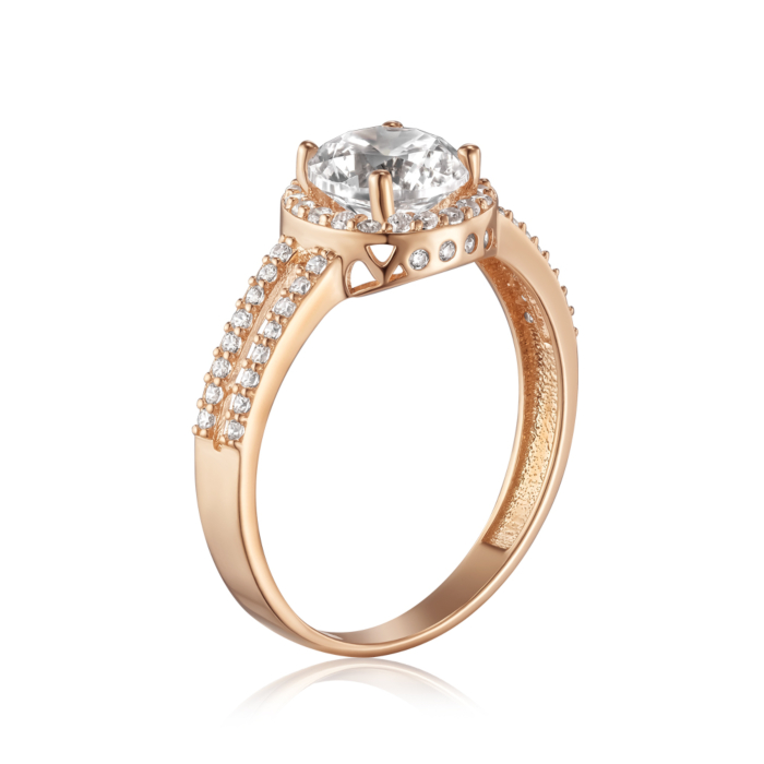 Золотое кольцо с фианитами. Артикул G-1661-R/01/1