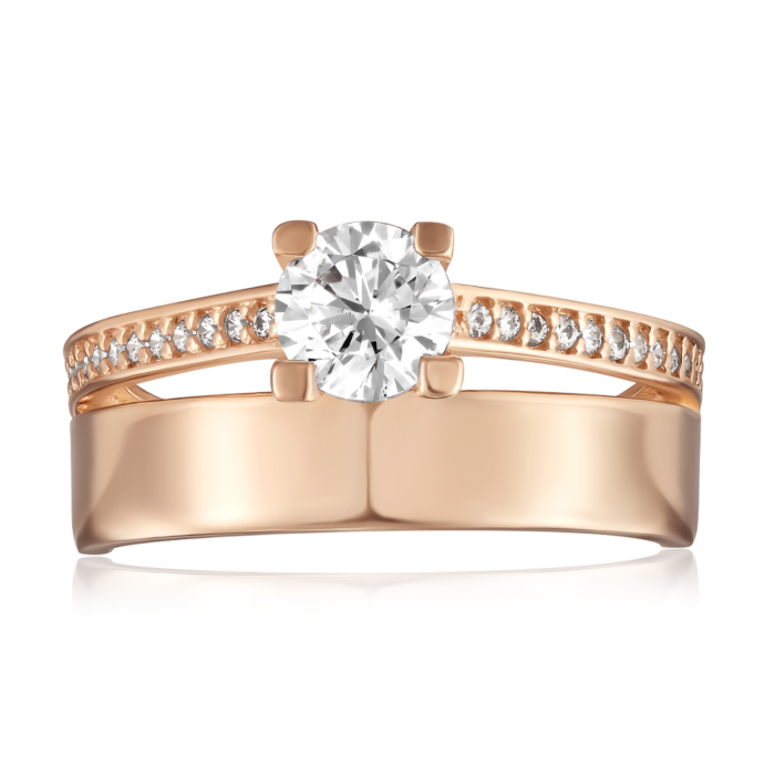 Золота каблучка з фіанітами. Артикул G-1670-R/01/1