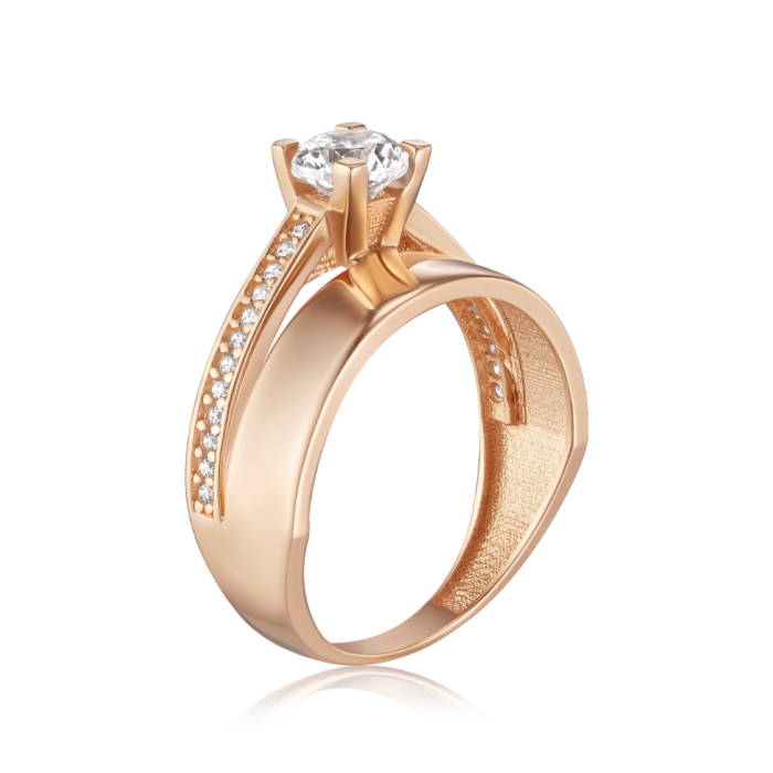 Золота каблучка з фіанітами. Артикул G-1670-R/01/1