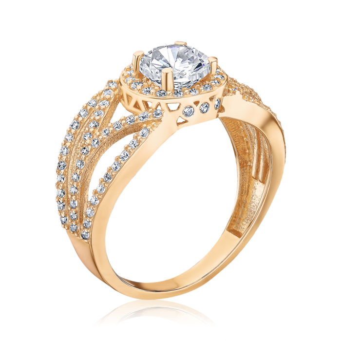 Золота каблучка з фіанітами G-1669-R/01/1