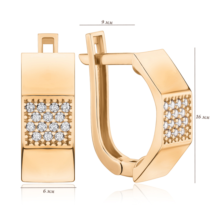Золотые серьги с фианитами G-1679-E/01/1
