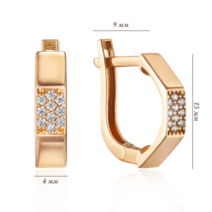 Золоті сережки з фіанітами. Артикул G-1680-E/01/1