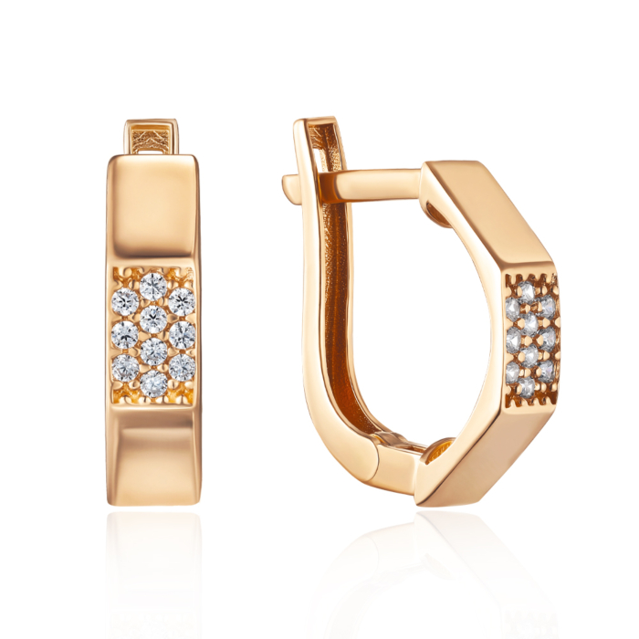 Золоті сережки з фіанітами. Артикул G-1680-E/01/1