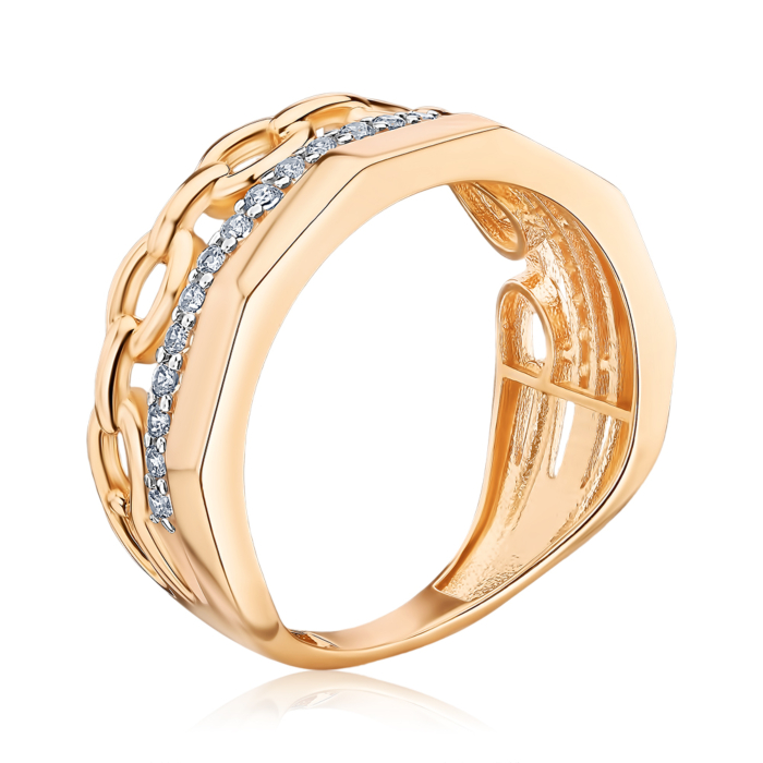 Кольцо из красного золота с фианитами G-1696-1-R/01/1