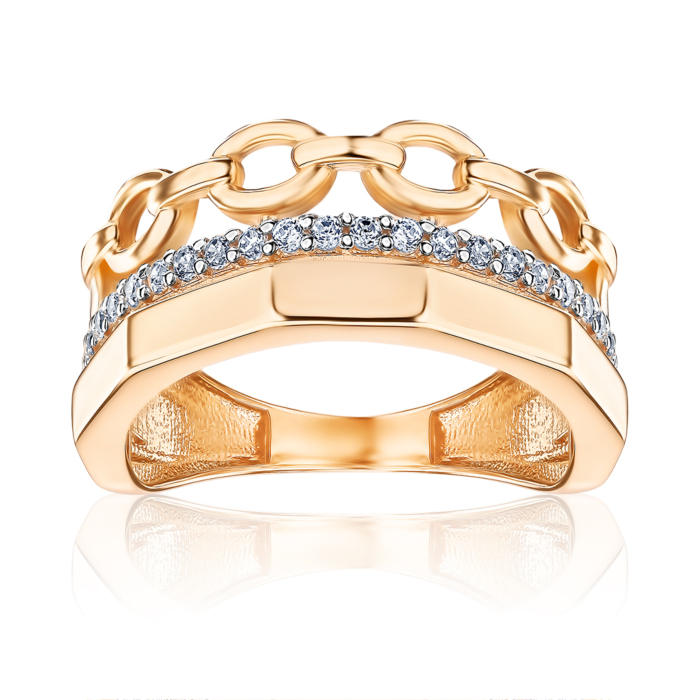 Кольцо из красного золота с фианитами G-1696-1-R/01/1