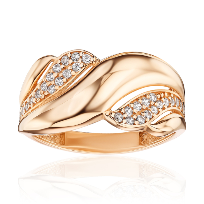 Золота каблучка з фіанітами G-1700-1-R/01/1