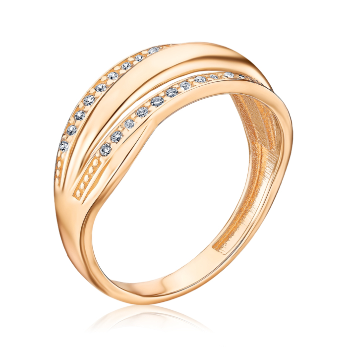 Золота каблучка з фіанітами G-1702-1-R/01/1