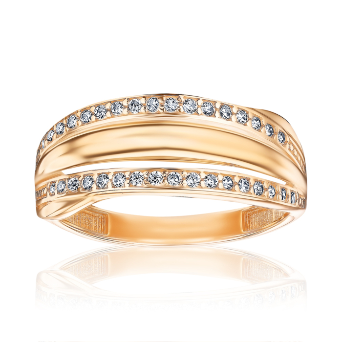 Золота каблучка з фіанітами G-1702-1-R/01/1