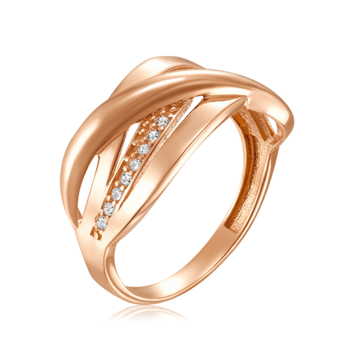 Золотое кольцо с фианитами. Артикул G-1703-1-R/01/1