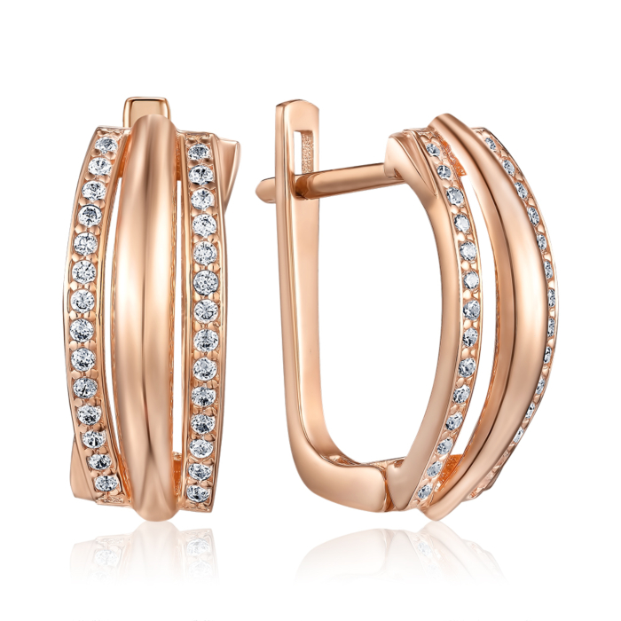 Золоті сережки з фіанітами. Артикул G-2637-E/01/1