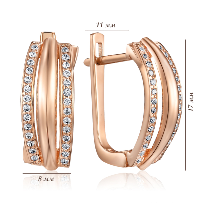 Золоті сережки з фіанітами. Артикул G-2637-E/01/1