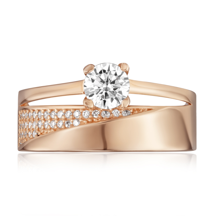 Золота каблучка з фіанітами. Артикул G-1663-R/01/1