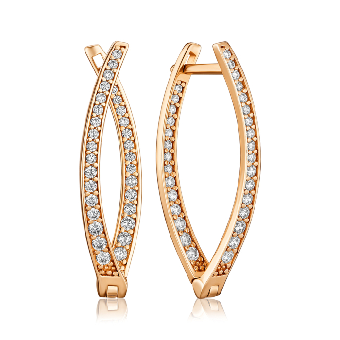 Золотые серьги с фианитами G-1999-E/01/1