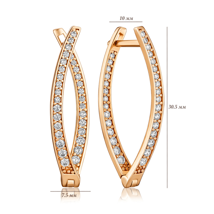 Золотые серьги с фианитами G-1999-E/01/1