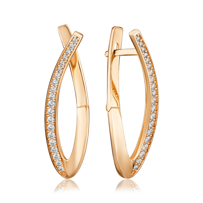 Золотые серьги с фианитами G-2000-E/01/1