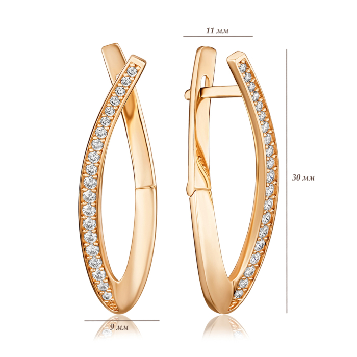 Золотые серьги с фианитами G-2000-E/01/1