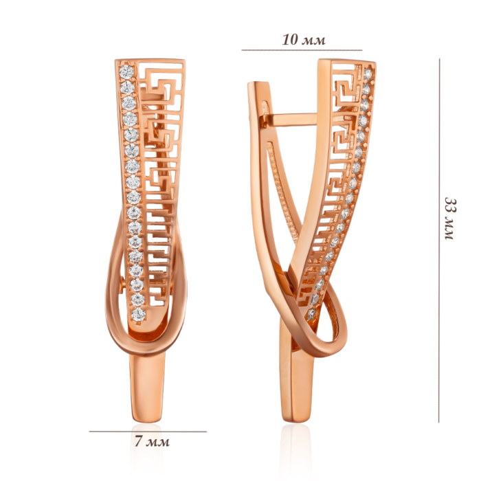 Золоті сережки з фіанітами. Артикул G-2648-E/01/1
