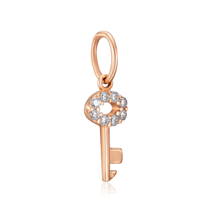 Золота підвіска Ключик з фіанітами. Артикул G-2402-P/01/1