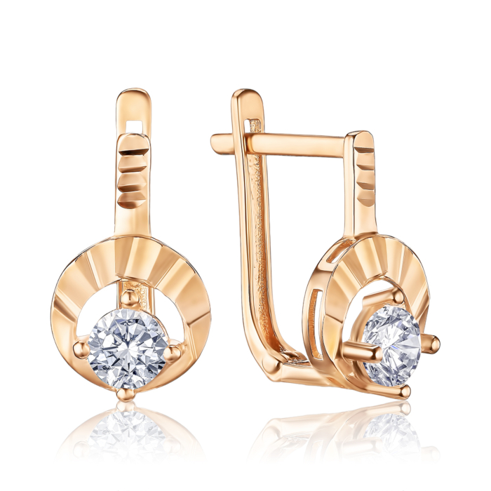 Золоті сережки з фіанітом G-2471-E/01/1