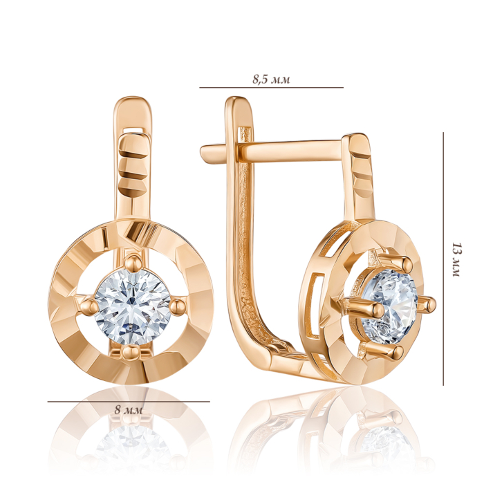 Золоті сережки з фіанітами. Артикул G-2482-E/01/1