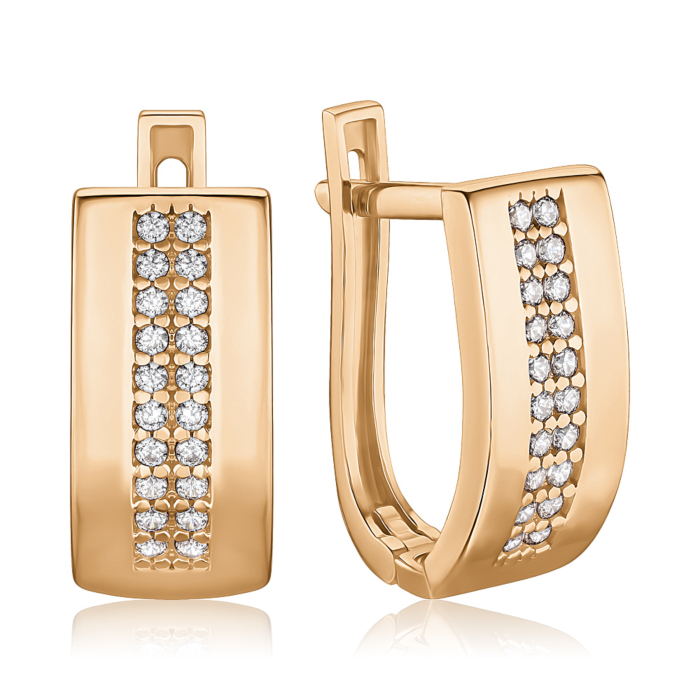 Золоті сережки з фіанітами G-257-E/01/1