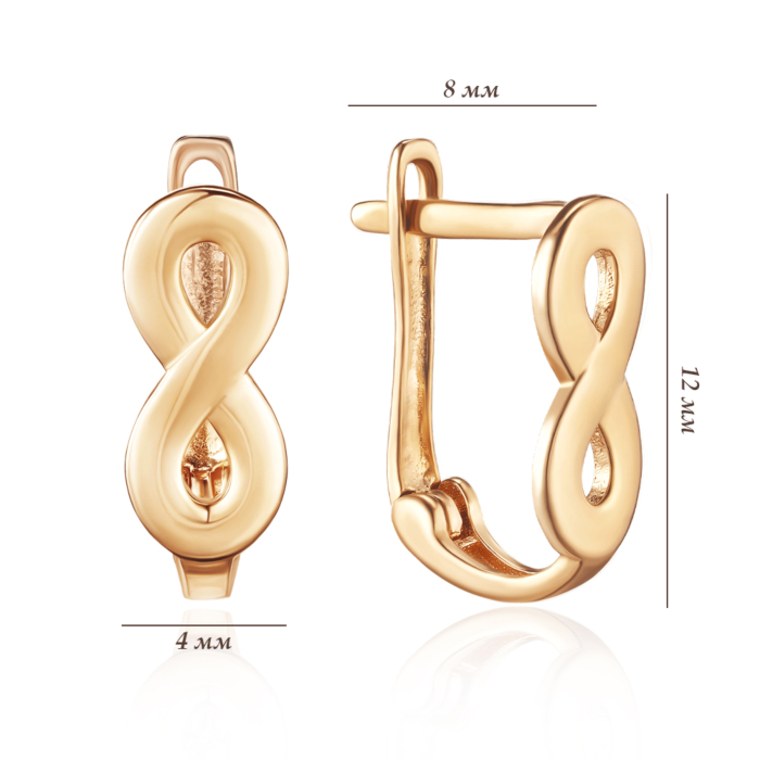 Золотые серьги без вставки. Артикул G-2608-E/01