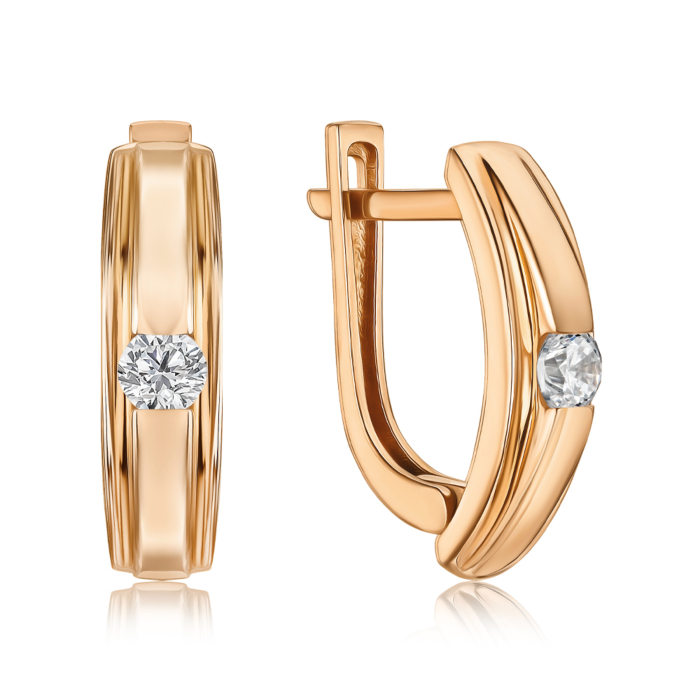 Золоті сережки з фіанітом G-2685-E/01/1