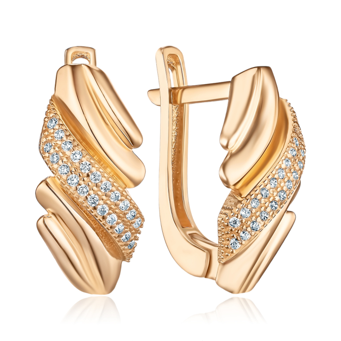 Золоті сережки з фіанітами G-2827-E/01/1